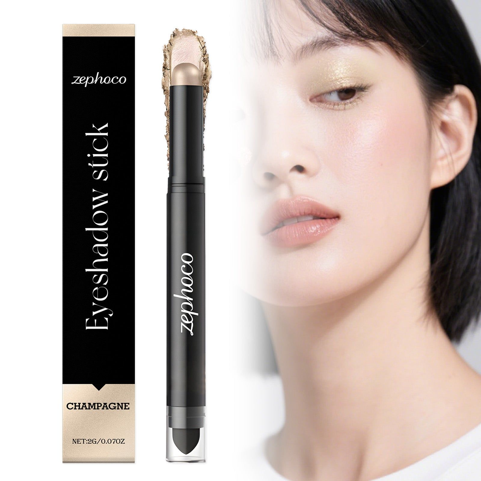 Champagne Eyeshadow Stick, Long-lasting Eye Makeup, Brighten & Define Eyes ,2g