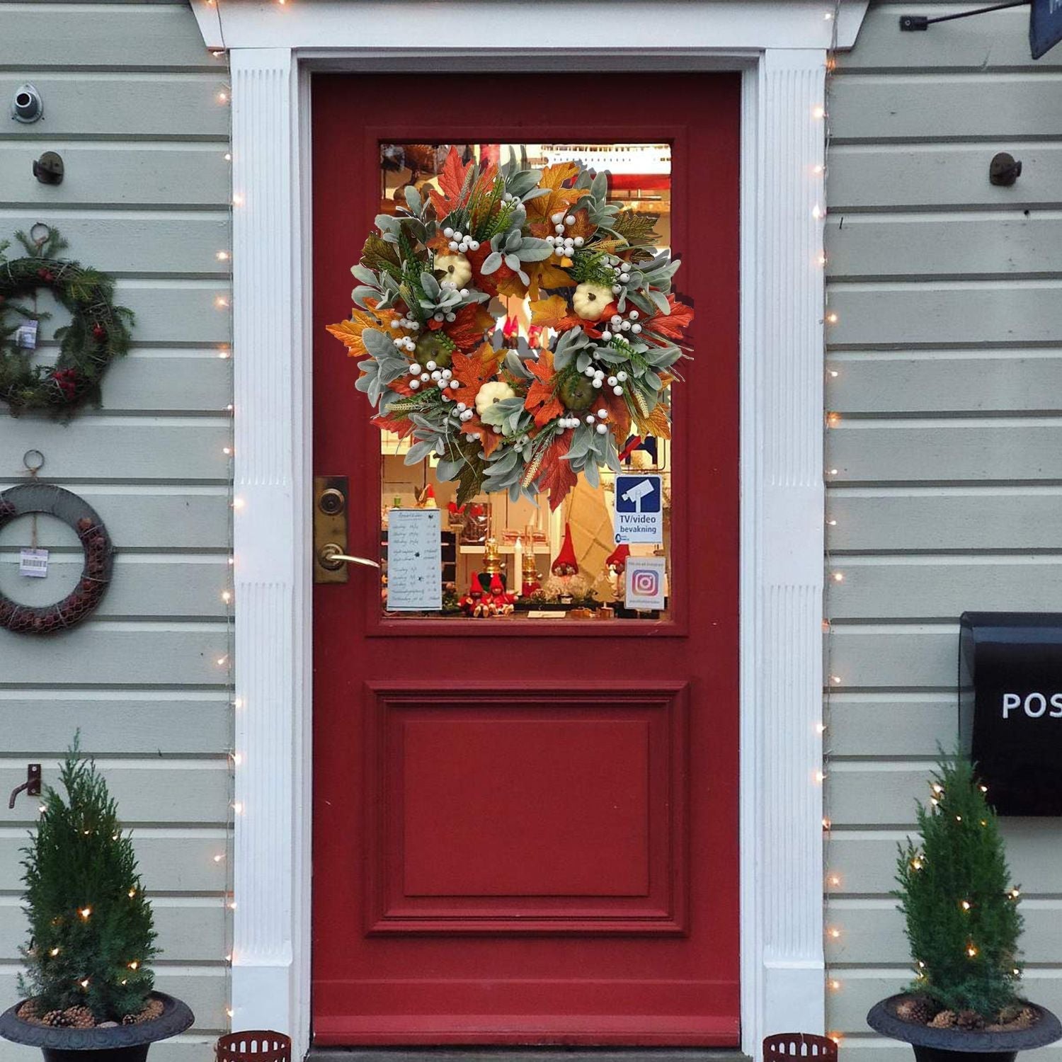 Autumn Wreath Front Door Decoration  Pumpkin Wreath Thanksgiving Home Decorations