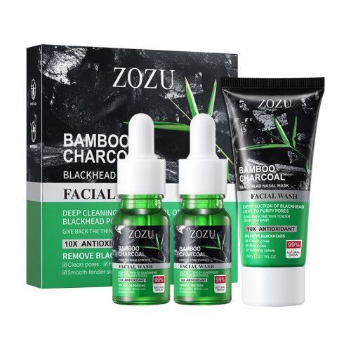 Bamboo Charcoal Blackhead Removal 3-Step T-Zone Pore Care Set - ZOZU49518