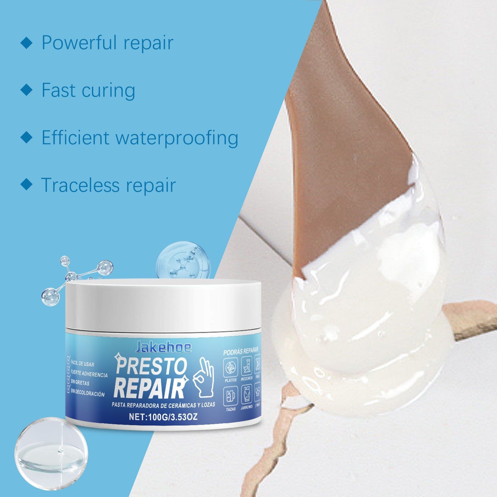 Premium Tile Repair Cream, Waterproof, Durable, Easy Fix for Bathroom Kitchen Tiles ,100g
