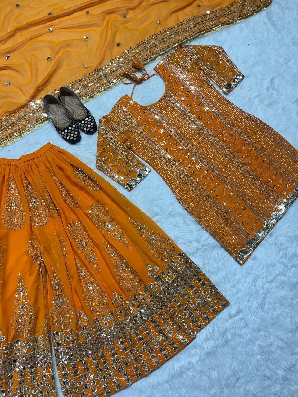 Fab Zone Top Plazzo With Dupatta And Heavy Embroidery Work Designer Party Wear Look