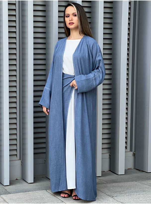 MOiSTREET Blue Louise Crepe Abaya Set