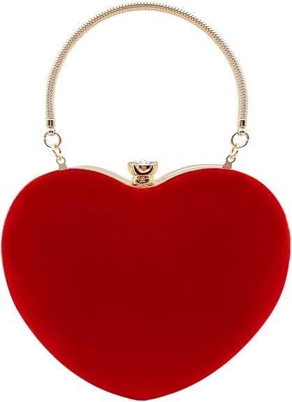 Women Heart Shaped Handbag Wedding Party Evening Bag Mini Clutch Chain Purse