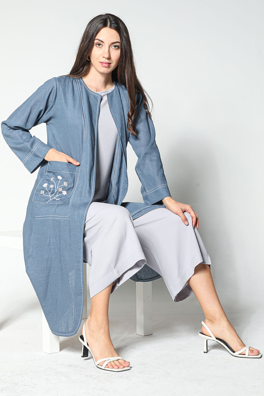 MOiSTREET Linen Fabric With Crepe Top And Pants