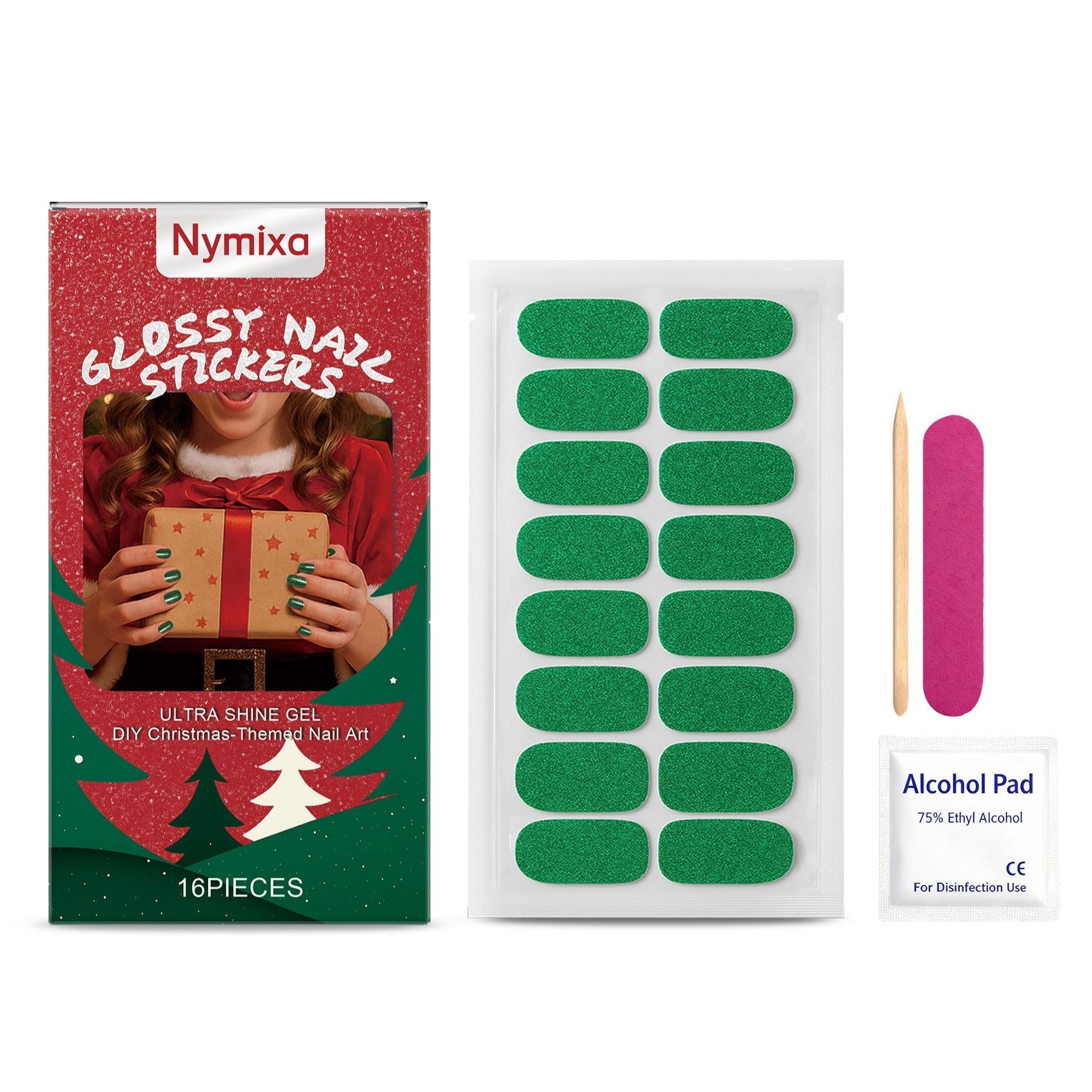Colorful Christmas Soft Gel Nail Stickers, Easy DIY Nail Art, Festive Holiday Manicure ,1set