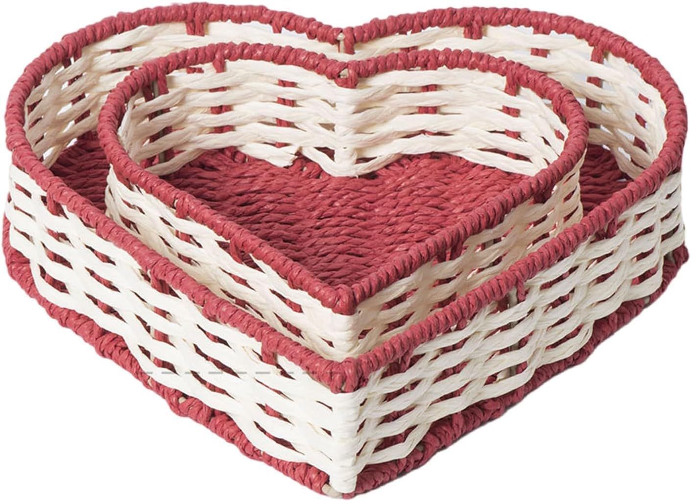 2 Pack Decorative Heart Shaped Basket Fruit and Vegetable Display Organiser for Home Office
