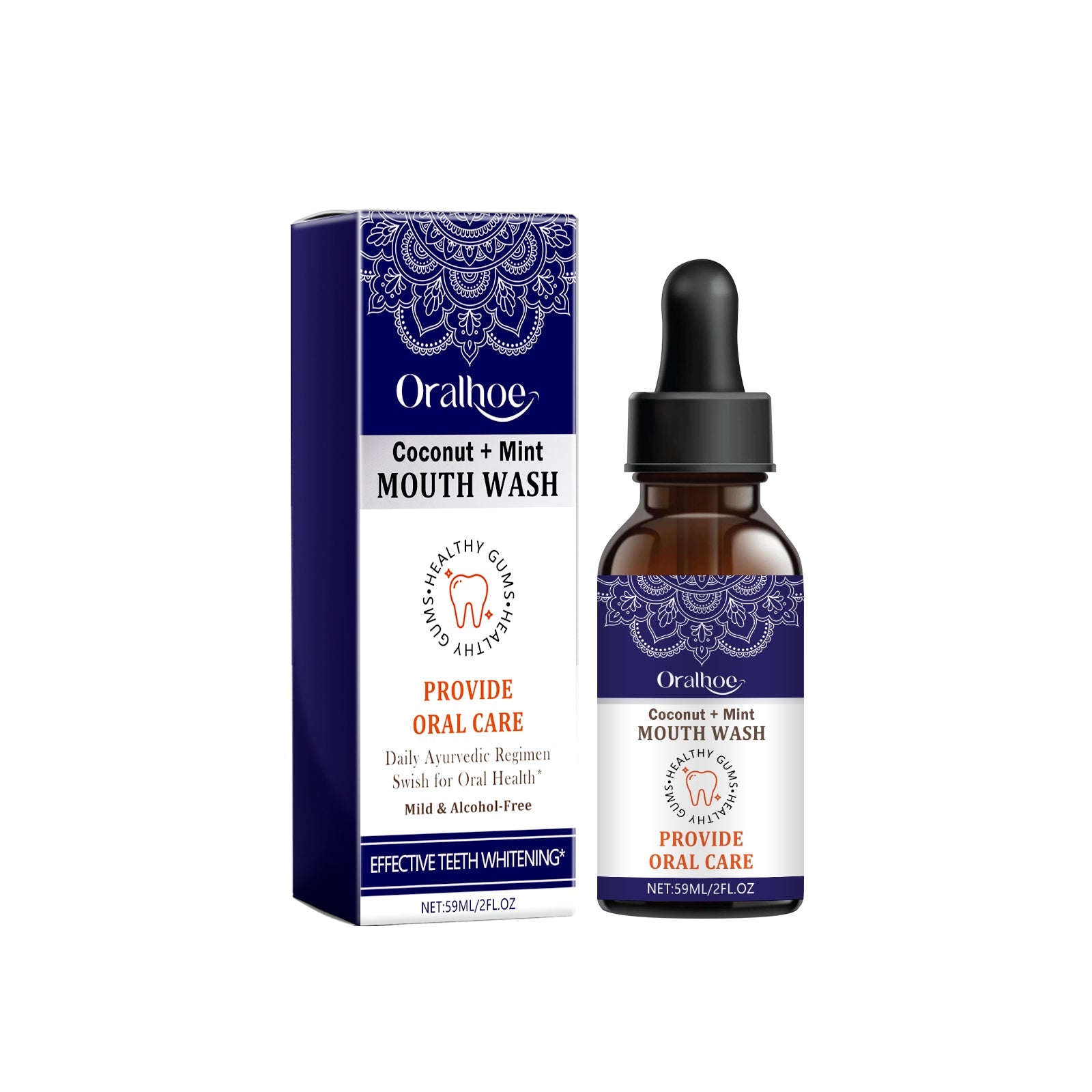 Coconut Mint Oral Odor Treatment Spray, Fresh Breath, Whiten Teeth, Gum Relief ,59ml