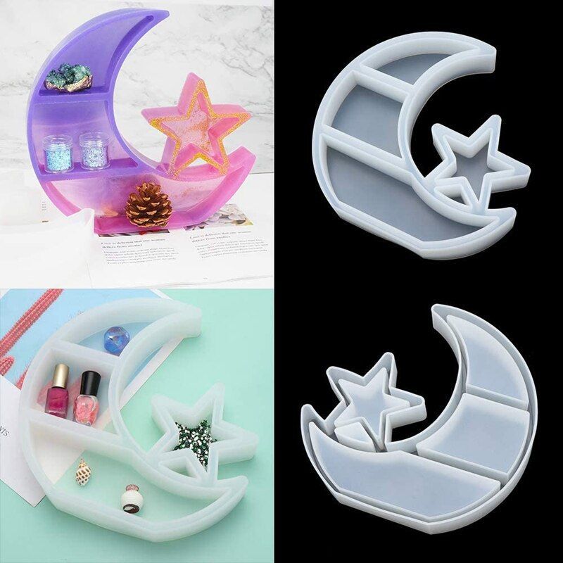 Moon Star Shelf Jewelry Organizer Crescent Silicone Mold Crystal Display Tray DIY Crafts
