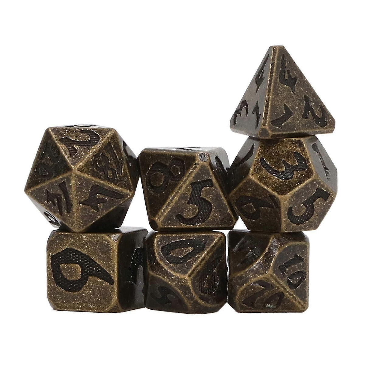 7pcs Polyhedral Dice Clear Numbers Hand Polished Portable Metal Dice Game Dice For Party Board Game