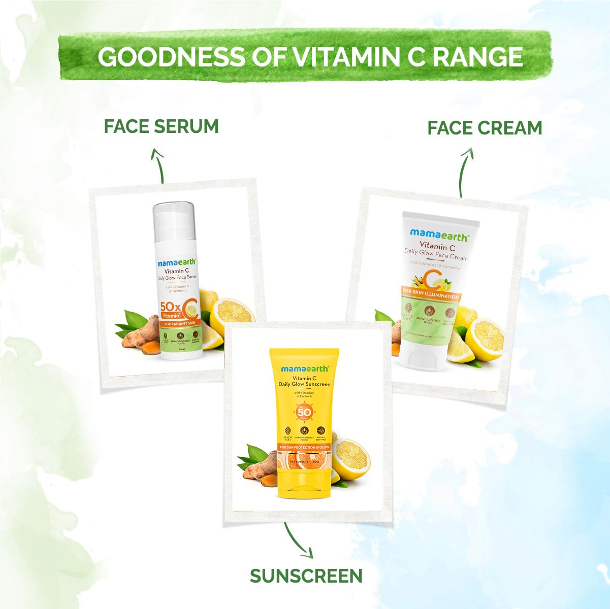 ماما إيرث فيتامين سي ديلي جلو لجميع أنواع البشرة واقي من الشمس SPF 50 جرام
