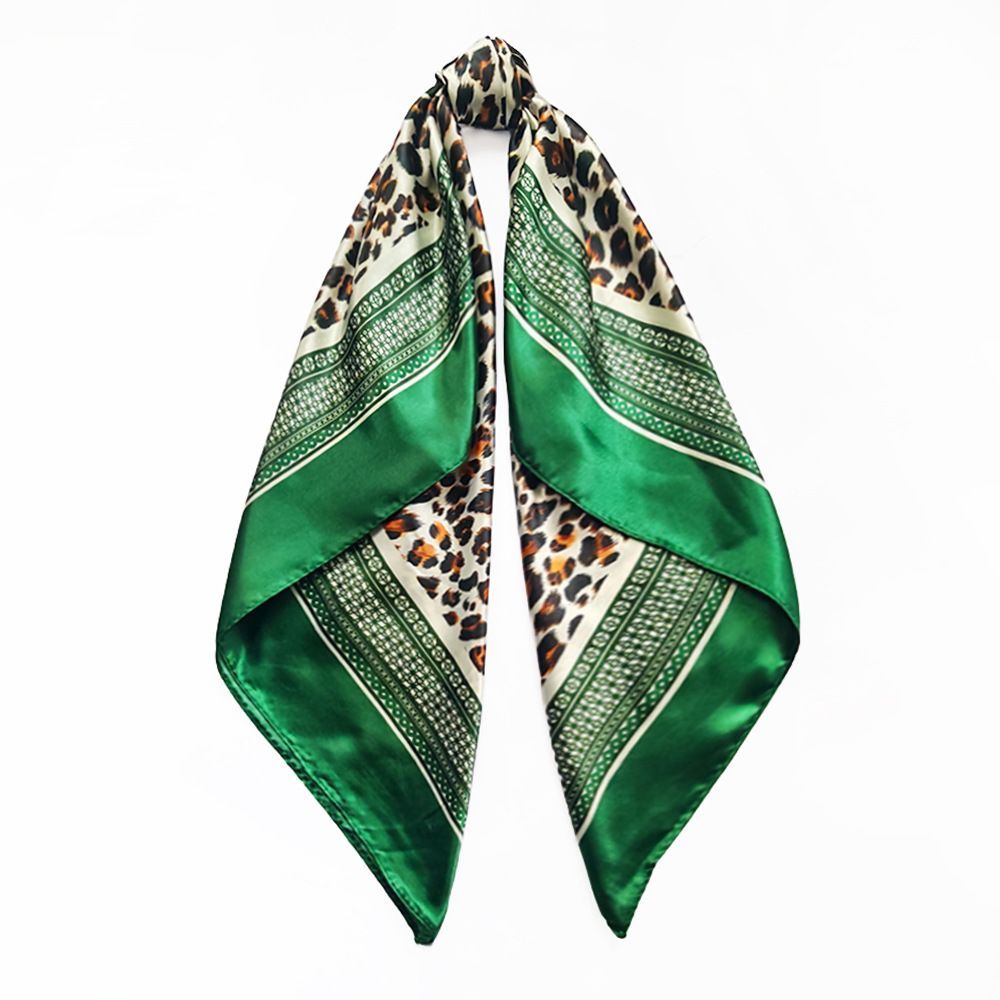 4Pcs Leopard Print Satin Square Scarf Set for Women 90cm