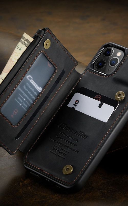 Multipurpose Leather Phone Case With Card Slots Zipper Wallet Back Cover For iphone 13