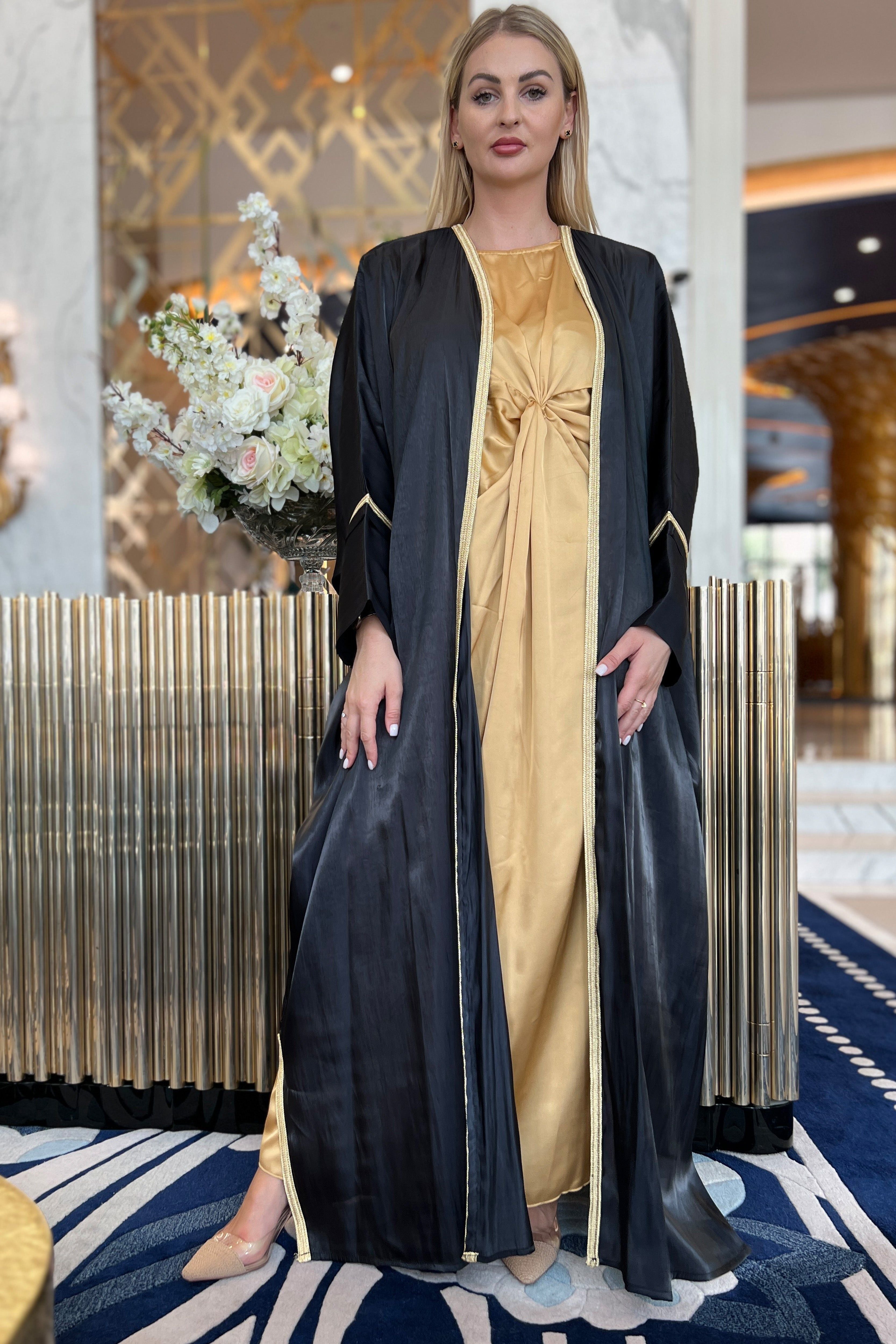 MOiSTREET Black Rotana Shimmer Bhist Abaya Set