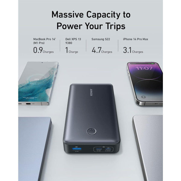 Anker 537 PowerCore 24K 65W Portable PD Power Bank, Black