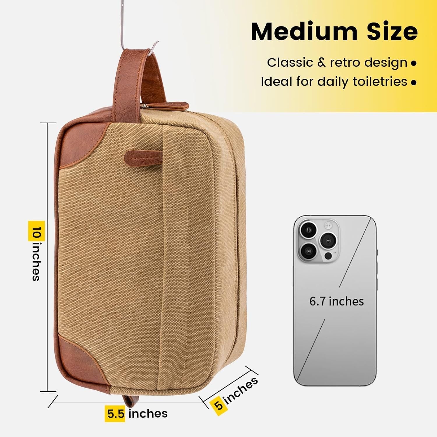 Toiletry Bag Water Hanging Dopp Kit Resistant Canvas Shaving Bag for Travel