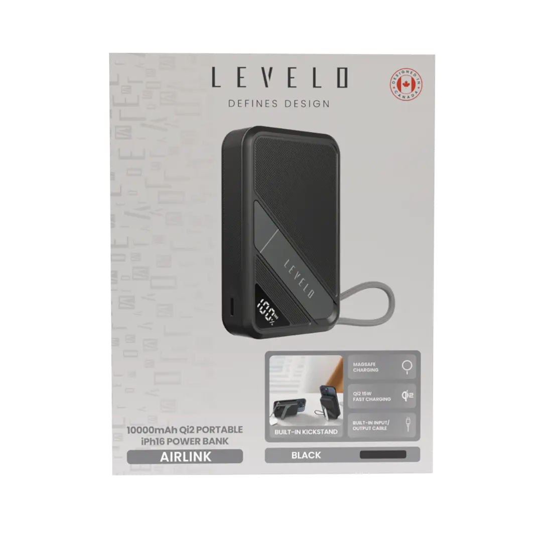 Levelo AirLink 10000mAh MagSafe Power Bank, Built-In Kickstand
