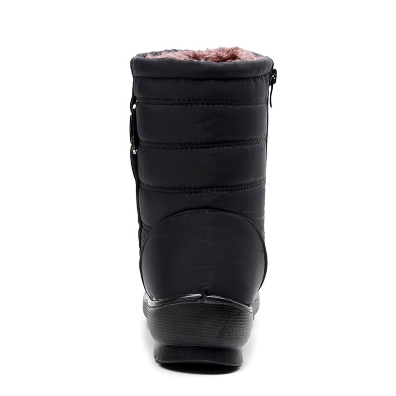 Metal Buckle Thickened Fur Warm Waterproof Winter Boots for Women