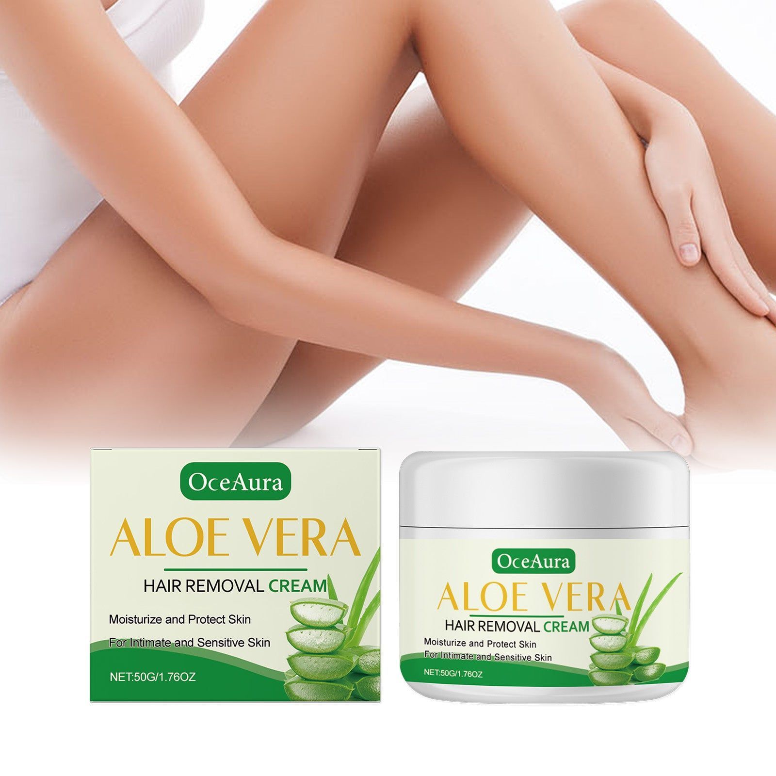 Aloe Vera Hair Removal Cream, Moisturizing, Gentle, Long-Lasting Hair Removal Care ,50g