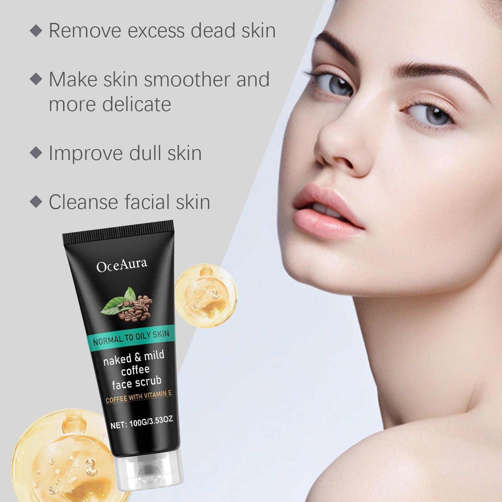Caffeine Facial Cleansing, Exfoliating Blackhead Remover, Pore Purifying, Skin Brightening, Hydrating, Anti-Aging ,100g