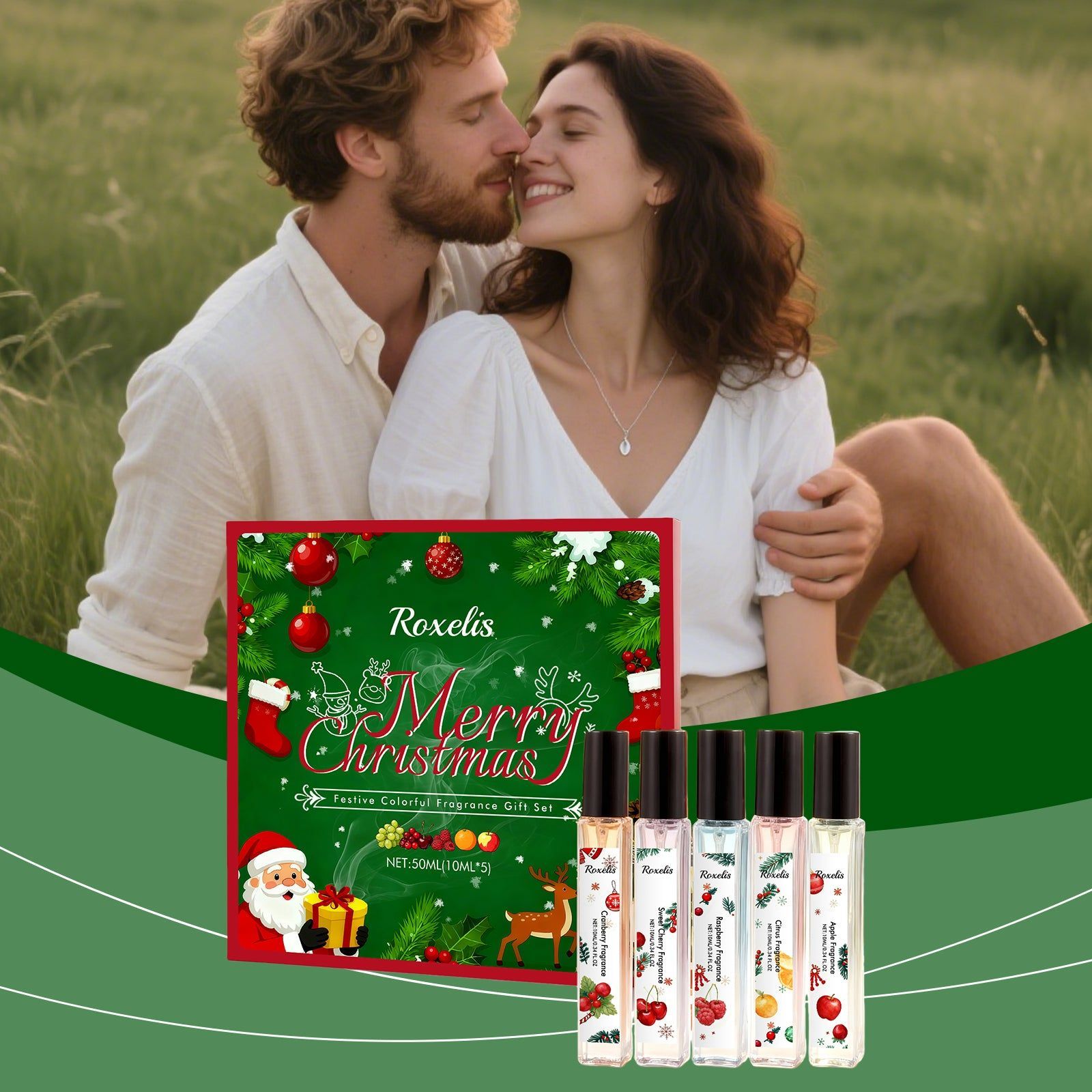 Christmas Colorful Fragrance Gift Box, Long-lasting, Elegant, Fresh, Perfect for Daily & Romantic Gifting ,50ml