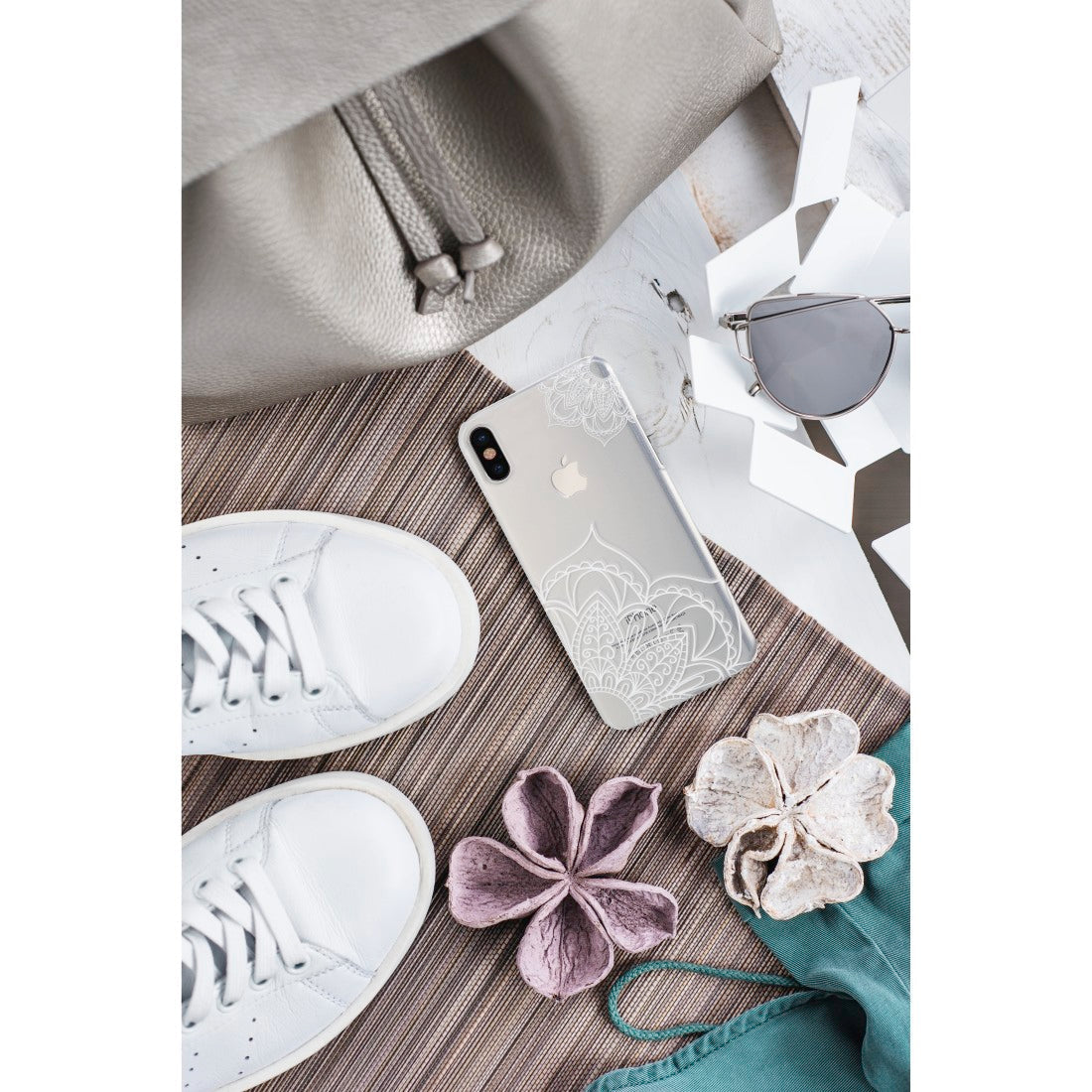 HAMA 181647 "Lotus" Cover for Apple iPhone X, transparent/white