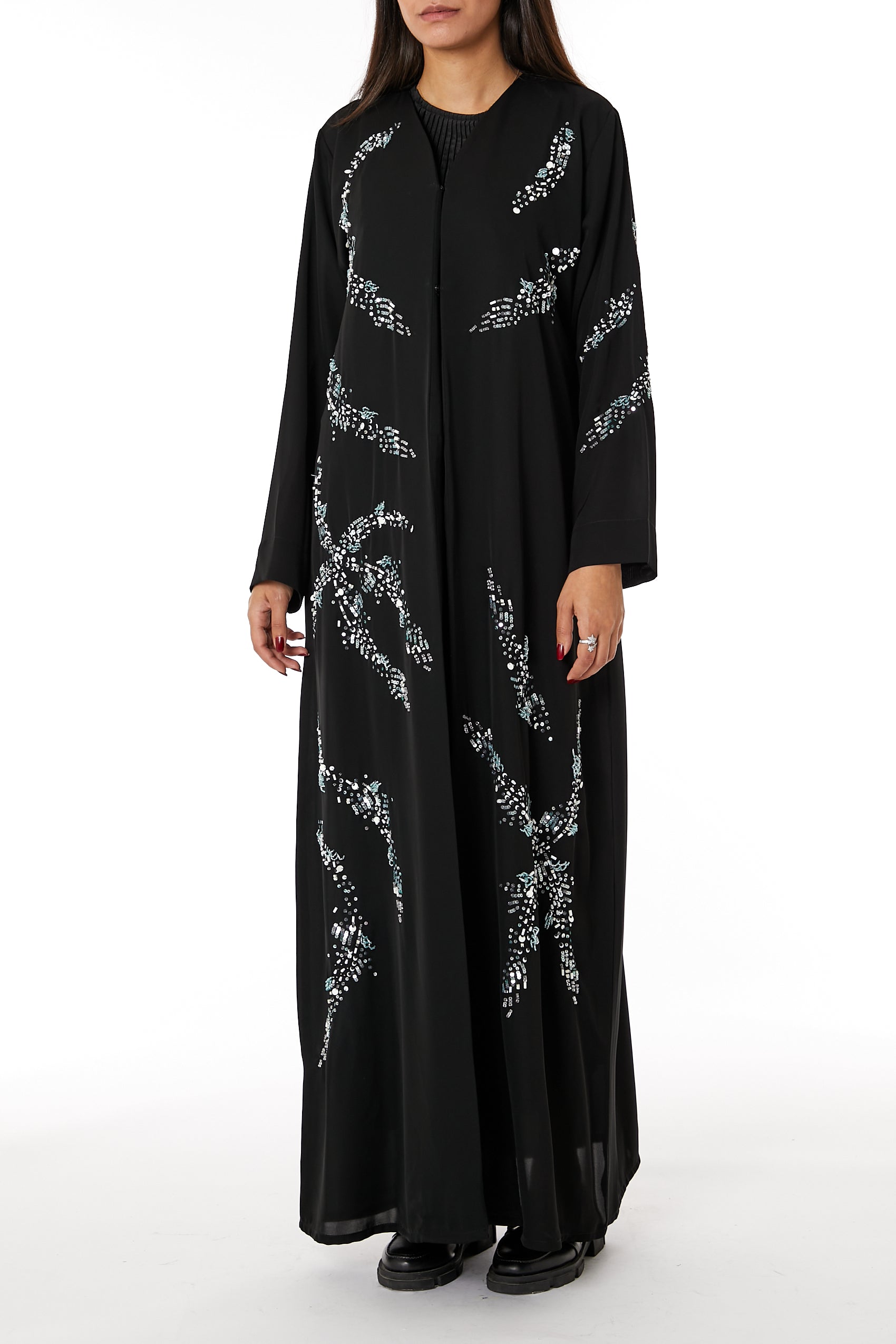 MOiSTREET Black Nida Embroidered Abaya