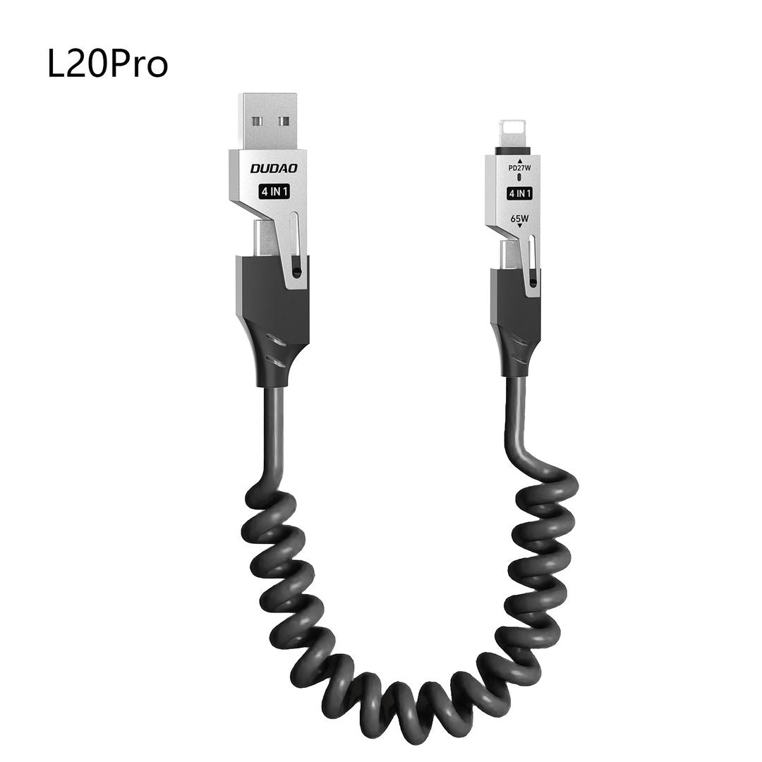DUDAO L20PRO-B 4in1 Spring Charge Cable 65W