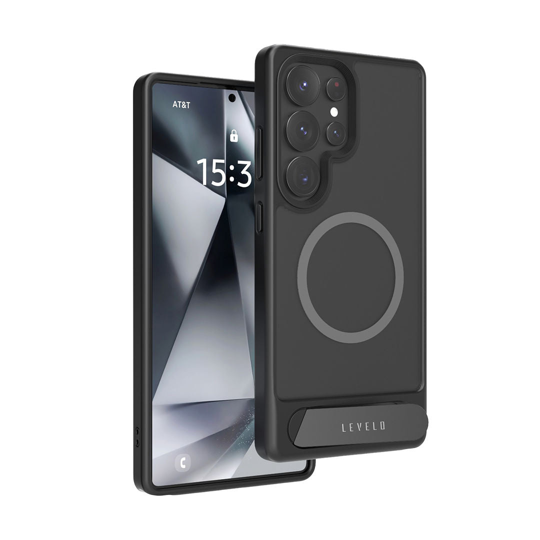 Levelo Matteo with Bottom Stand Grip Case For Samsung S25 Plus & S25 Ultra