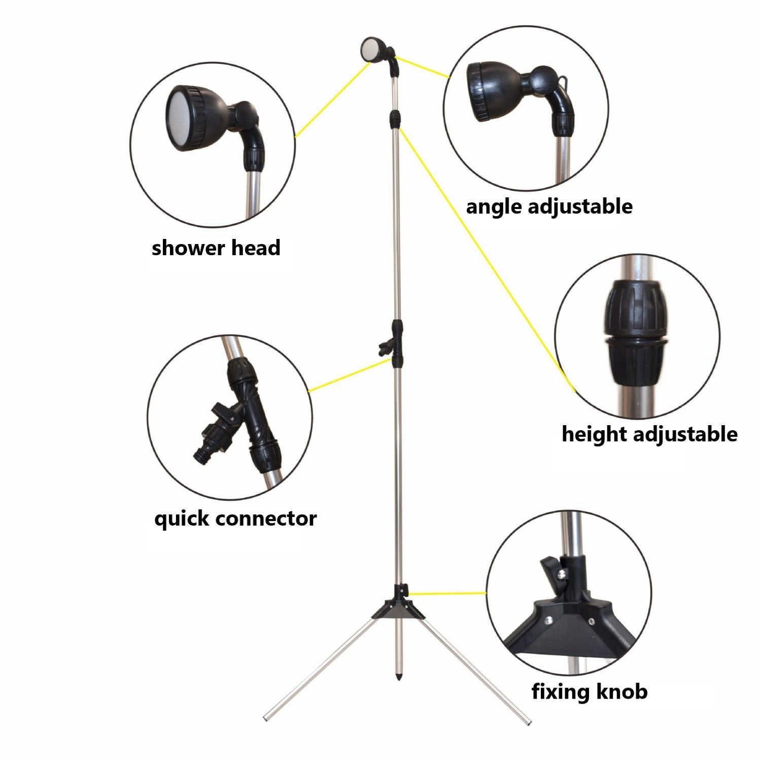 Portable Height Adjustable Garden Shower 1.6-2.15m