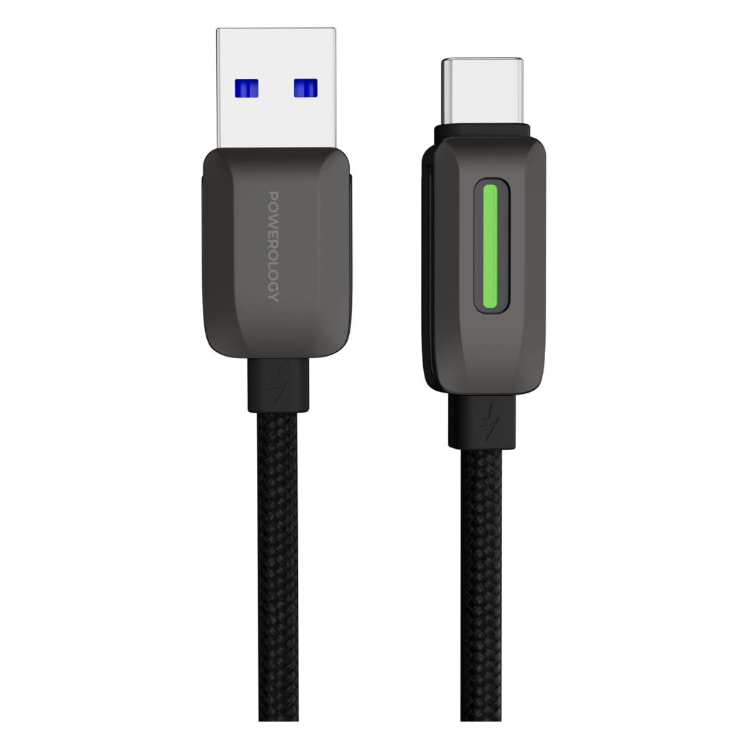 Powerology 12W Braided USB-A to USB-C  Charging Cable, Black