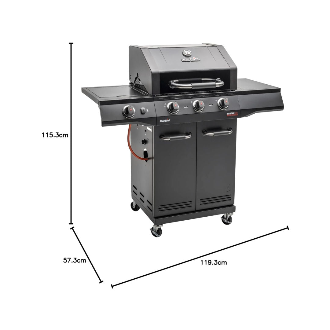Char‑Broil Advantage CORE B 3 Gas Grill, 3‑Burner TRU‑Infrared™ + Side Burner, 30 mbar, 140970