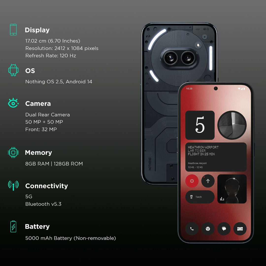Nothing Phone 2a 5G Smartphone, Glyph Interface AMOLED display
