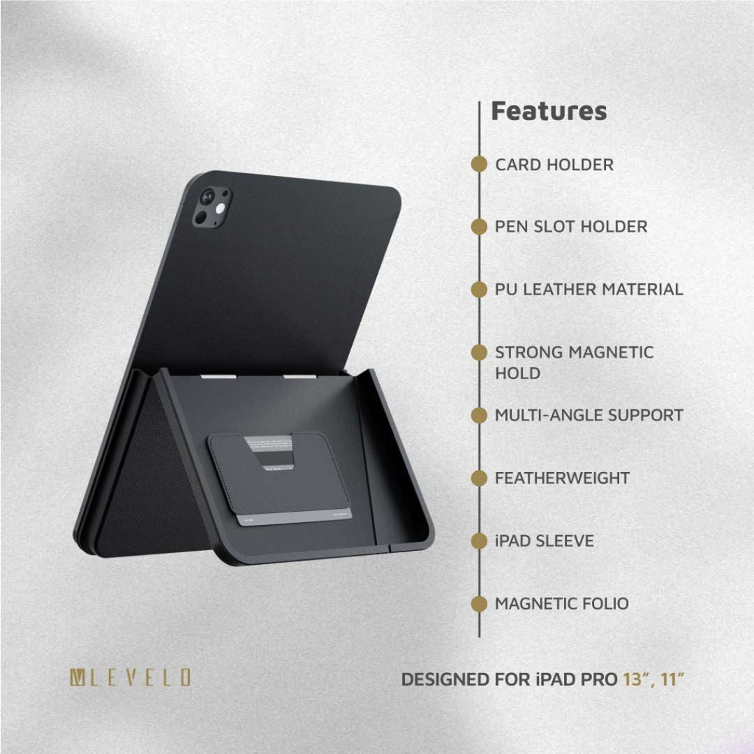 Levelo Omni 4 In-1 Case With Built-In Hand-Grip For Apple iPad, Multi-Angle Support