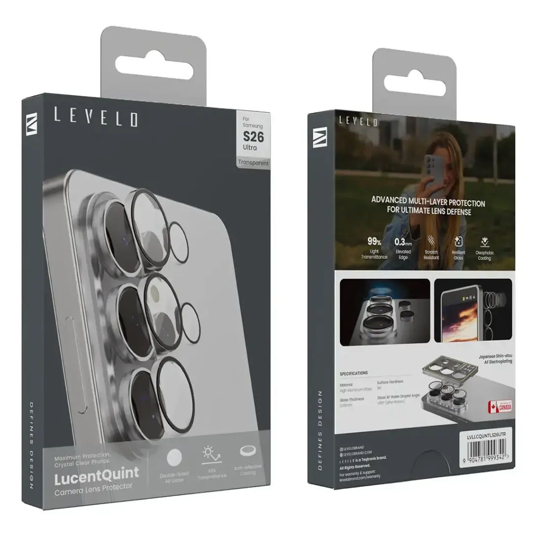 Levelo LucentQuint Camera Lens Protector for Samsung S26 Ultra, Transparent