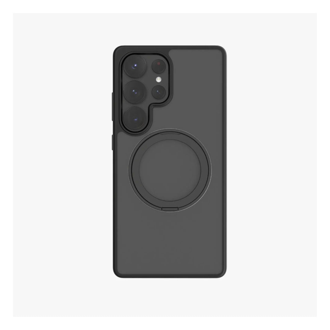 Levelo Via Matte With Ring Stand Case For Samsung S25 Ultra & S25 Plus, Black