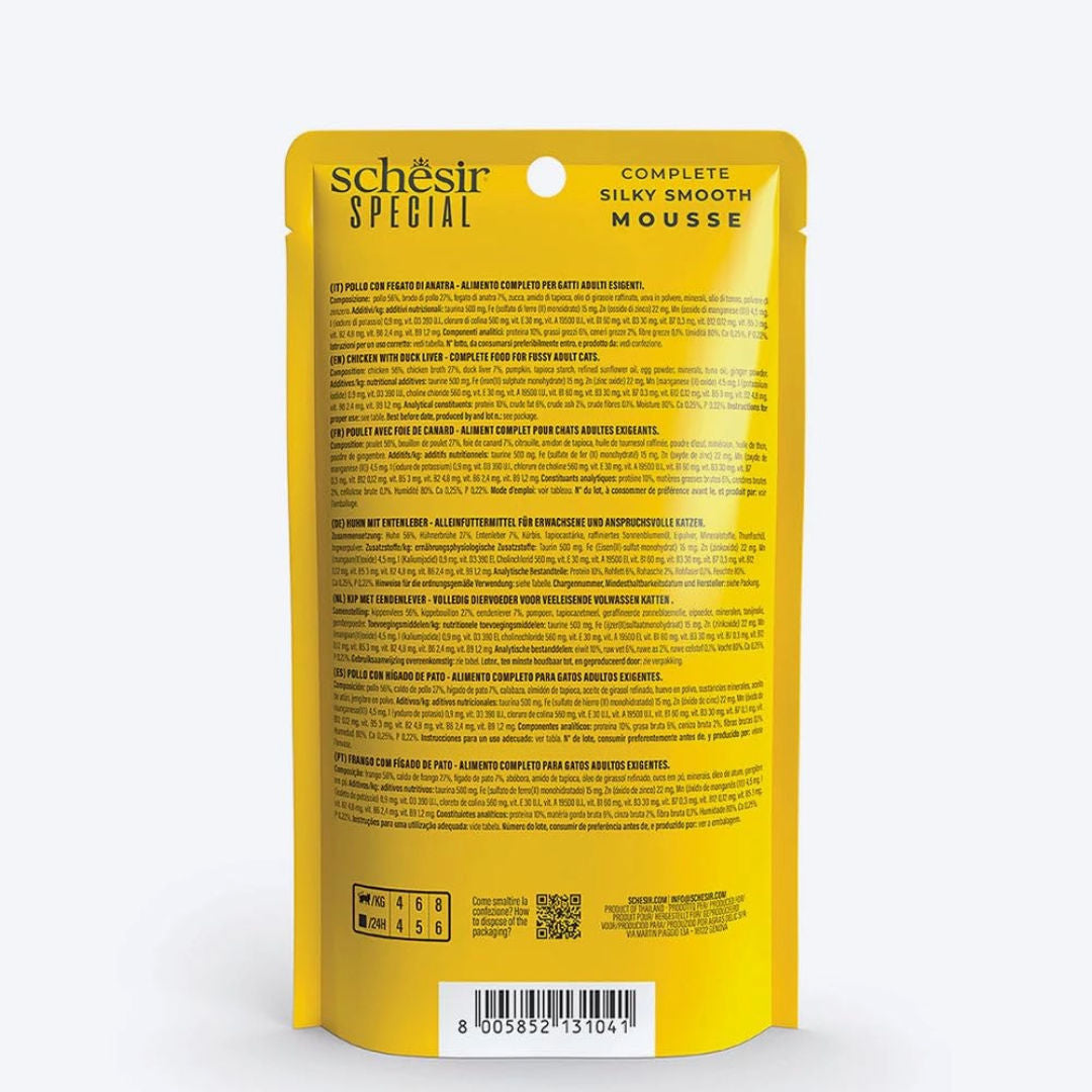 Schesir Special Mousse Exigent Chicken with Duck Liver Adult Cat Wet Food, 70gm