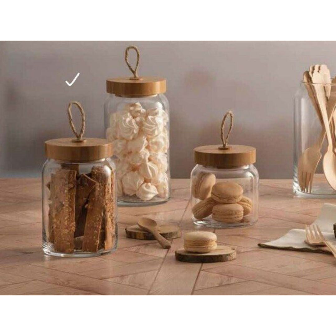 Pasabahce Woody Glass Jar with Bamboo Lid, 860ml