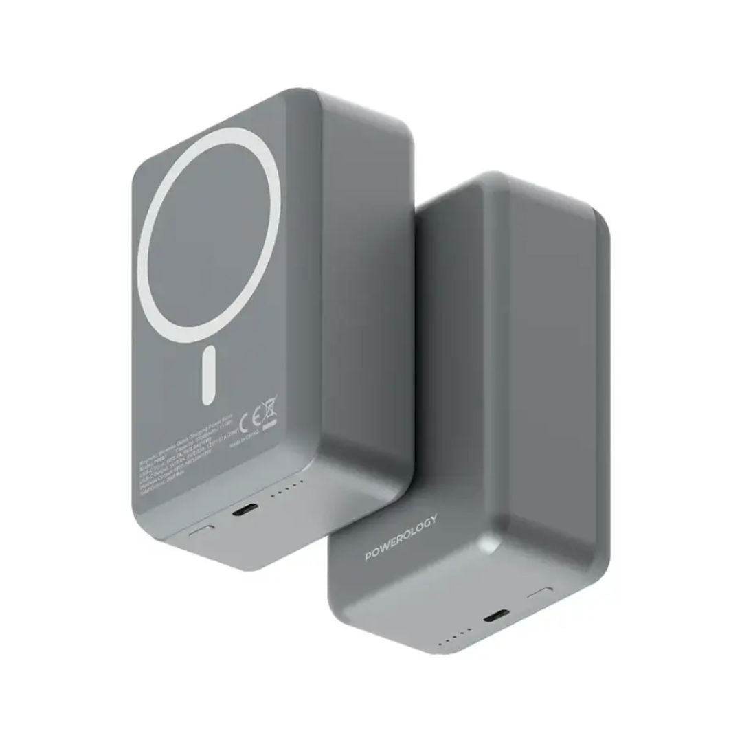 Powerology 30000mAh MagSafe Aluminum Power Bank, Compact Design