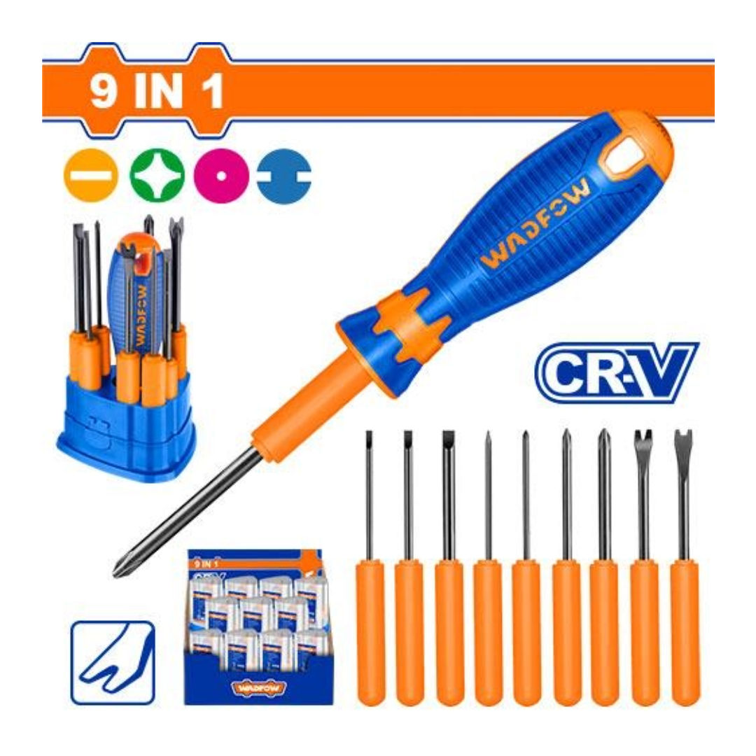 WADFOW 10 Pieces Interchangeable Screwdriver Set, Cr-V