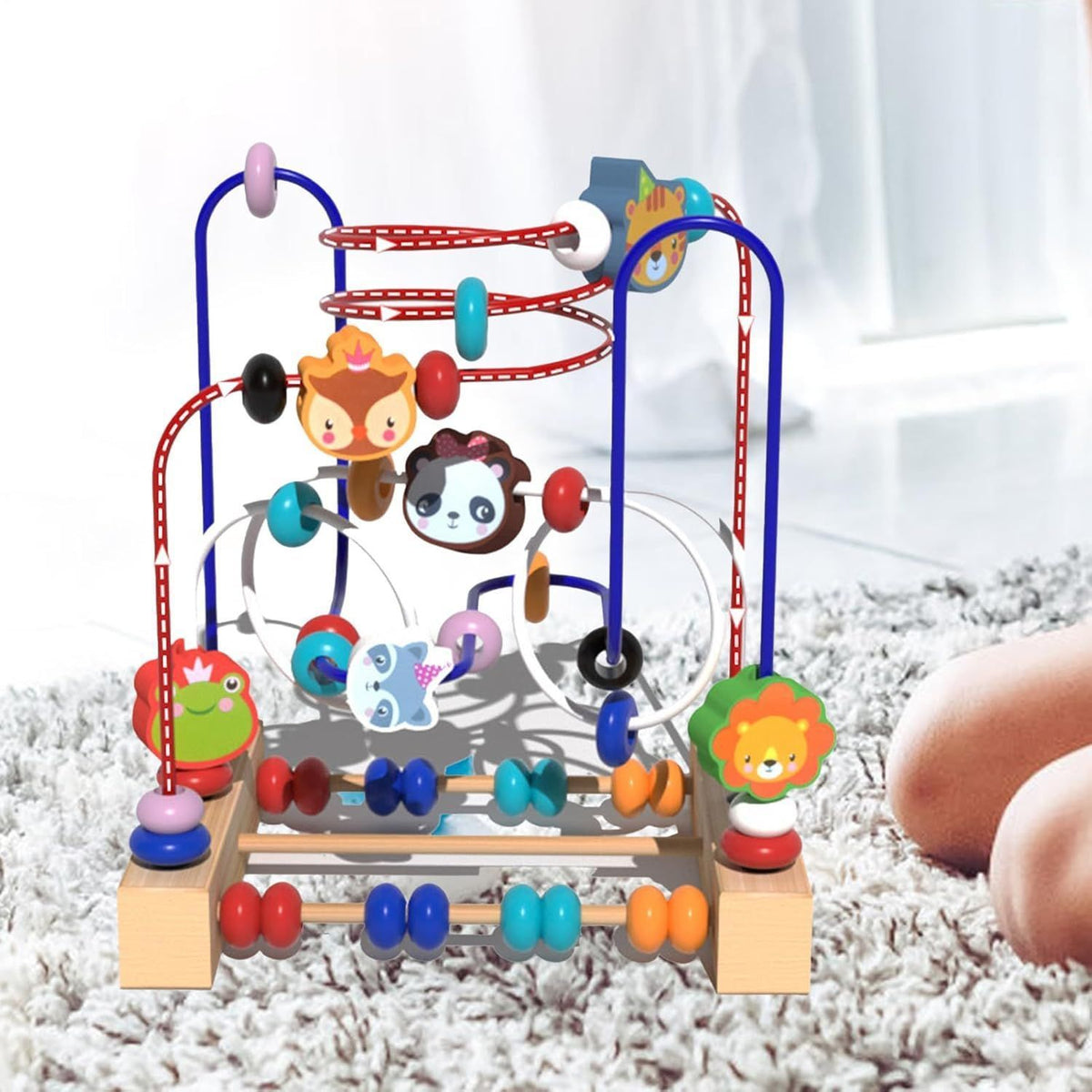 Bead Roller Coaster Wooden Bead Maze Roller Coaster Educational Circle Toy