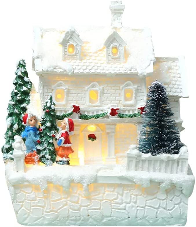 Glowing Little House Decoration Christmas Ornament Resin Snow House Gift