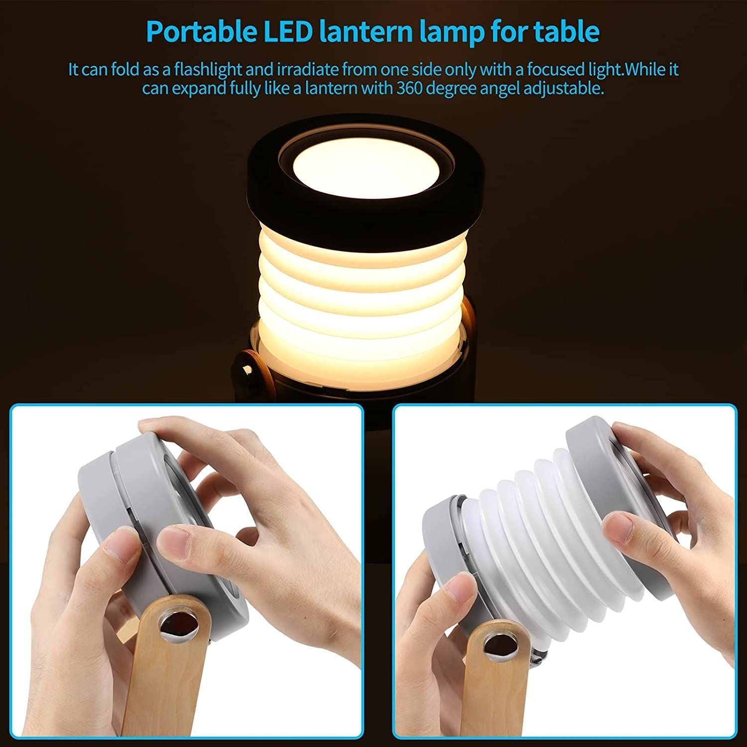 Retractable LED Touch Lamp Folding Telescopic Night Light Lantern Table Lamp