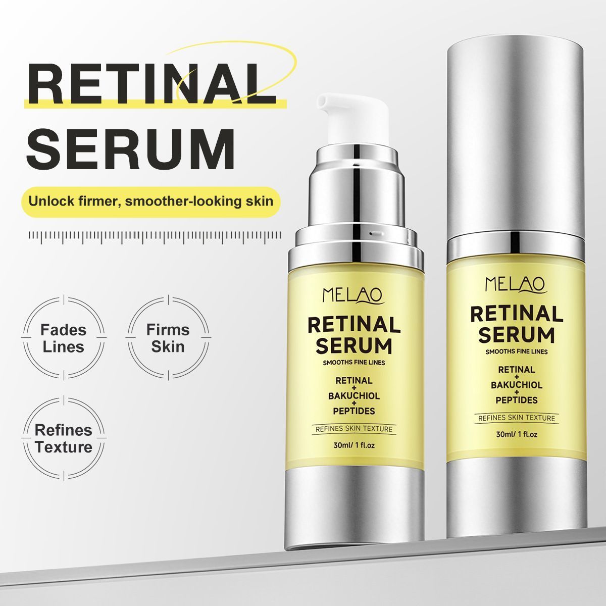 Retinal Facial Serum with Bakuchiol & Peptides, Daily Hydrating Evening Skin Care Essence 30ml