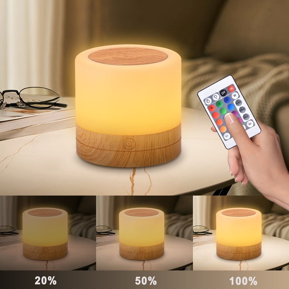 Night Light USB Rechargeable RGB Touch Lamp with 3 Level Dimming 7 Color Modes
