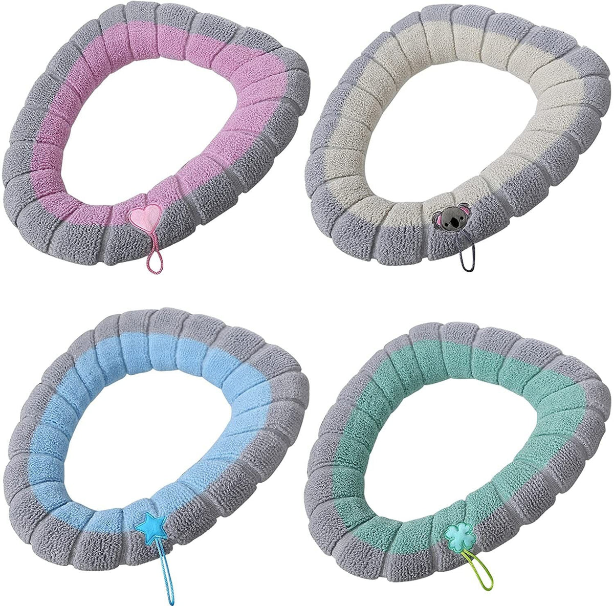 4pcs Toilet Seat Cover Toilet Seat Cushion With Handle Winter Warm Bathroom Seat Pads