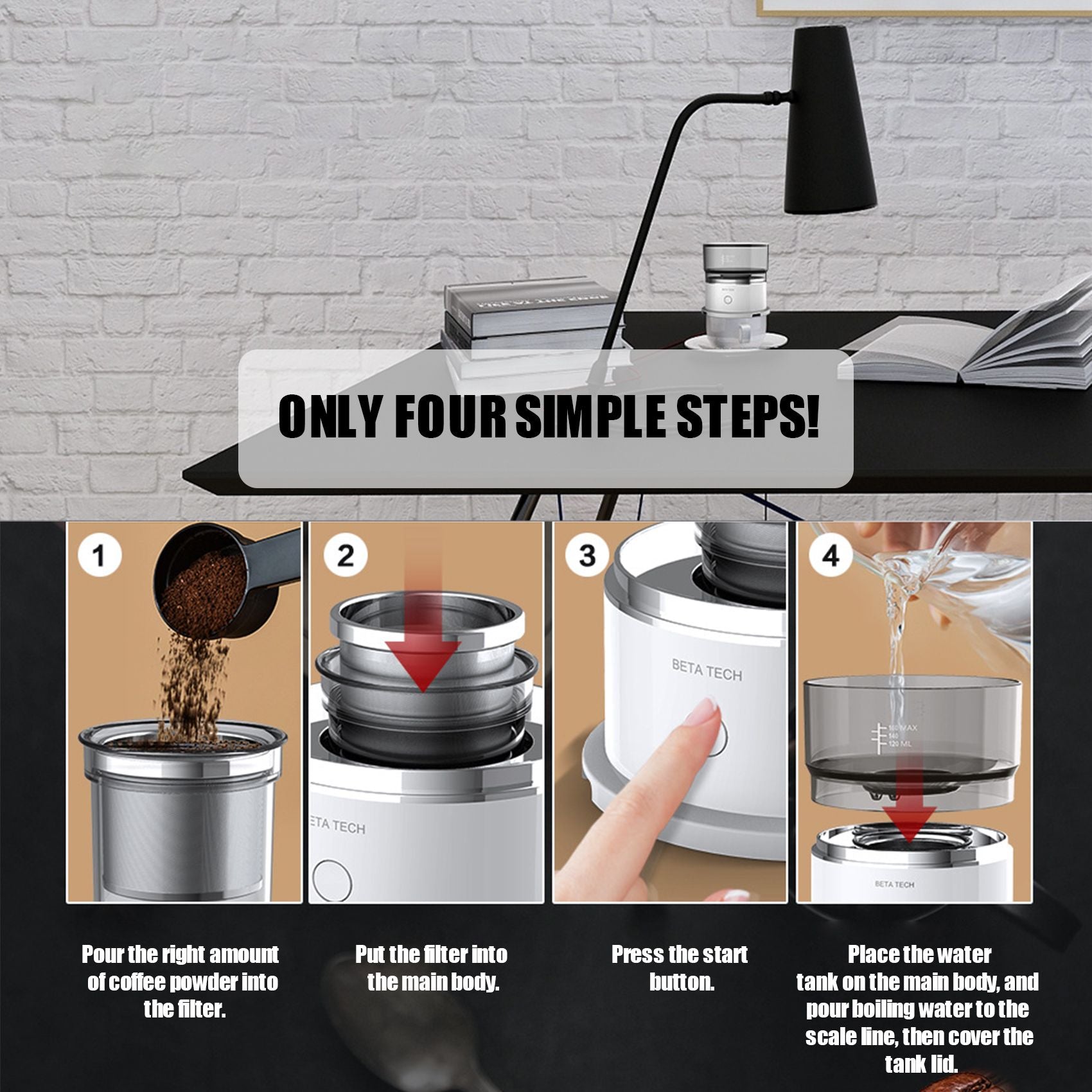Mini Coffee Brewer Portable Coffee Maker Single Serve Cup Drip Coffee Making Machine