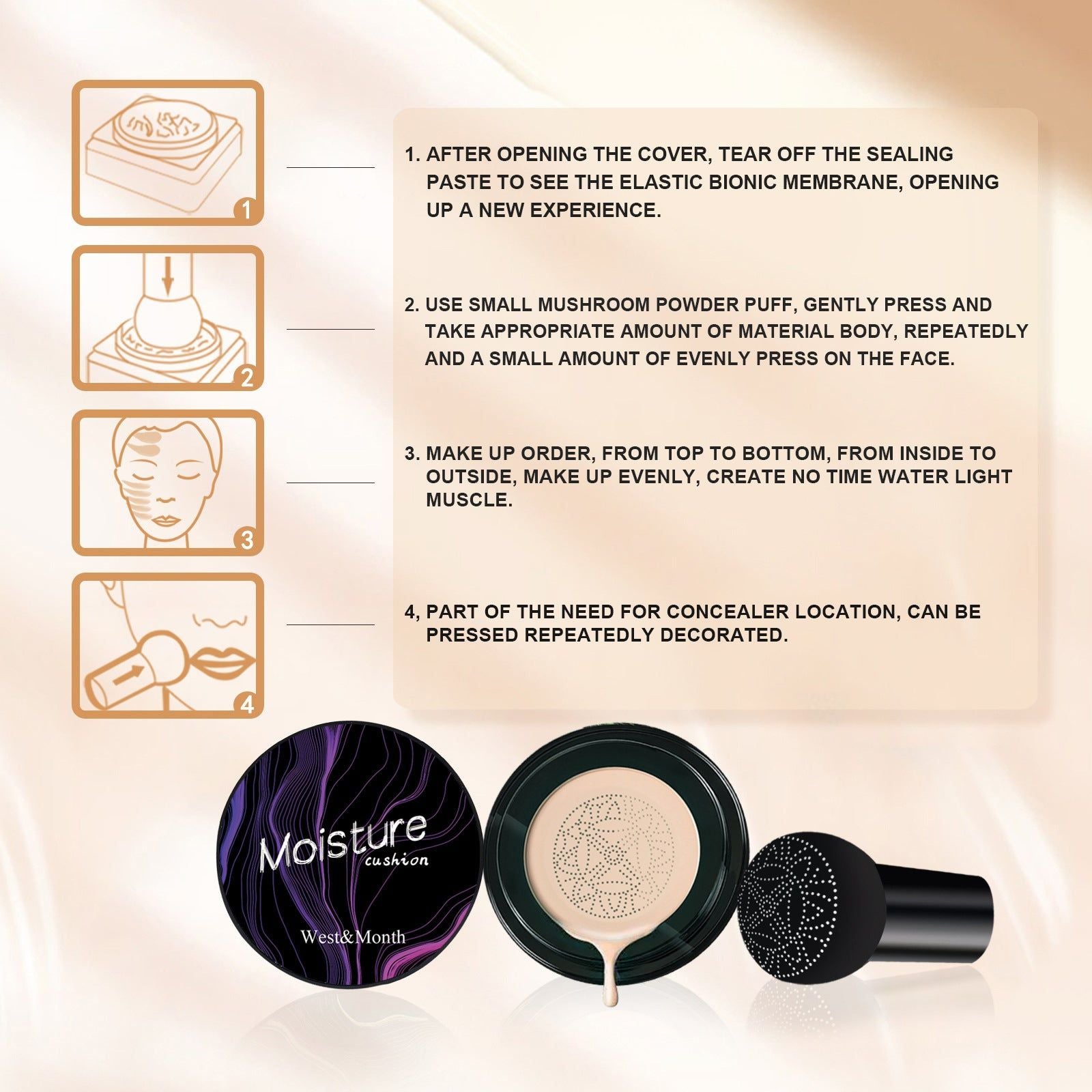Air Cushion CC, Long Lasting, Oil Control, Natural Concealer, Flawless Makeup ,1set
