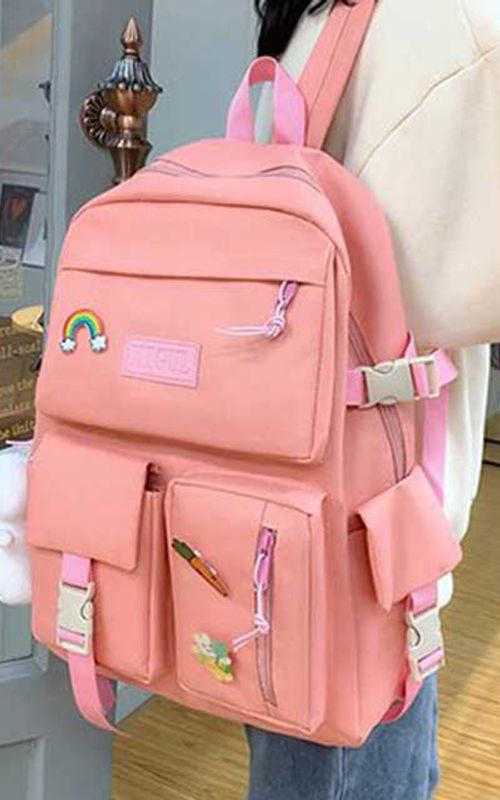 4 Pcs/Set Canvas School Bags Backpack – Durable, Stylish Backpack Set for Kids, Teens & Students