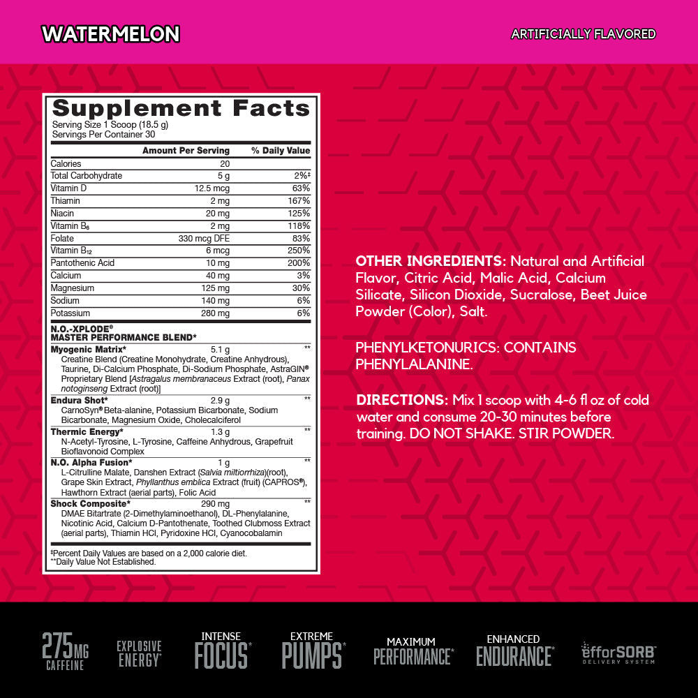 BSN N.O. Xplode 3.0 - Watermelon - 30 Servings