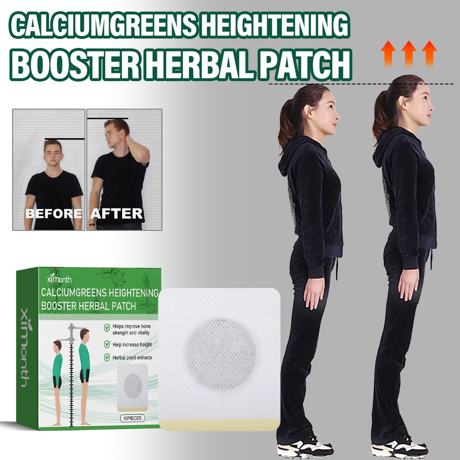 Boost Your Body Height Naturally, Herbal Foot Patch for Bone Growth and Circulation ,10pcs